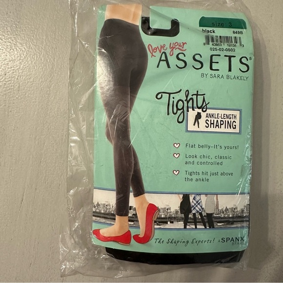 Assets by Sara Blakely Women’s Black Ankle Length Shaping Tights Sz 3, 849B NWT - Picture 5 of 6